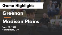 Greenon  vs Madison Plains  Game Highlights - Jan. 28, 2022