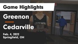 Greenon  vs Cedarville  Game Highlights - Feb. 4, 2022