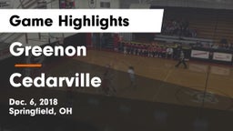 Greenon  vs Cedarville  Game Highlights - Dec. 6, 2018