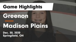 Greenon  vs Madison Plains  Game Highlights - Dec. 30, 2020