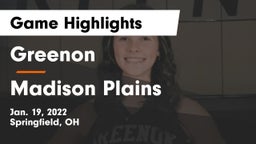 Greenon  vs Madison Plains  Game Highlights - Jan. 19, 2022