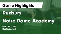 Duxbury  vs Notre Dame Academy Game Highlights - Dec. 28, 2021