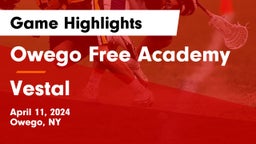 Owego Free Academy  vs Vestal  Game Highlights - April 11, 2024