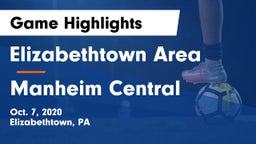 Elizabethtown Area  vs Manheim Central  Game Highlights - Oct. 7, 2020