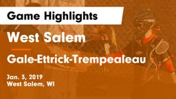 West Salem  vs Gale-Ettrick-Trempealeau  Game Highlights - Jan. 3, 2019