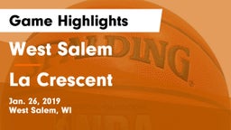 West Salem  vs La Crescent  Game Highlights - Jan. 26, 2019