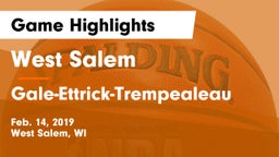 West Salem  vs Gale-Ettrick-Trempealeau  Game Highlights - Feb. 14, 2019