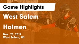 West Salem  vs Holmen Game Highlights - Nov. 25, 2019