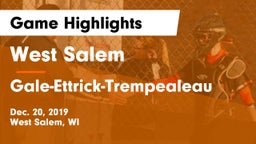 West Salem  vs Gale-Ettrick-Trempealeau  Game Highlights - Dec. 20, 2019
