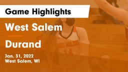 West Salem  vs Durand  Game Highlights - Jan. 31, 2022