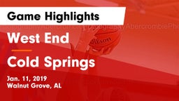 West End  vs Cold Springs  Game Highlights - Jan. 11, 2019