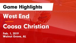 West End  vs Coosa Christian Game Highlights - Feb. 1, 2019