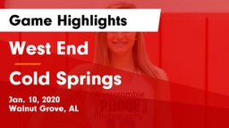 West End  vs Cold Springs Game Highlights - Jan. 10, 2020