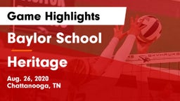 Baylor School vs Heritage Game Highlights - Aug. 26, 2020