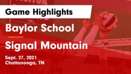 Baylor School vs Signal Mountain Game Highlights - Sept. 27, 2021