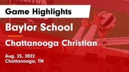 Baylor School vs Chattanooga Christian  Game Highlights - Aug. 25, 2022