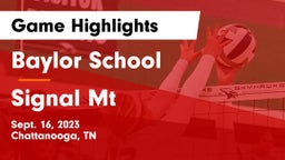 Baylor School vs Signal Mt Game Highlights - Sept. 16, 2023