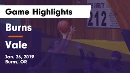 Burns  vs Vale  Game Highlights - Jan. 26, 2019