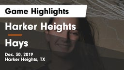 Harker Heights  vs Hays  Game Highlights - Dec. 30, 2019