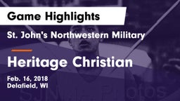 St. John's Northwestern Military  vs Heritage Christian  Game Highlights - Feb. 16, 2018