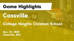 Cassville  vs College Heights Christian School Game Highlights - Jan. 24, 2020
