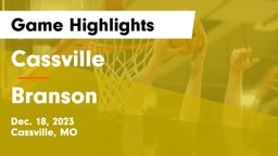 Cassville  vs Branson  Game Highlights - Dec. 18, 2023