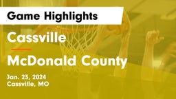 Cassville  vs McDonald County  Game Highlights - Jan. 23, 2024
