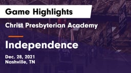 Christ Presbyterian Academy vs Independence  Game Highlights - Dec. 28, 2021