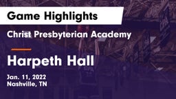 Christ Presbyterian Academy vs Harpeth Hall  Game Highlights - Jan. 11, 2022