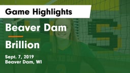 Beaver Dam  vs Brillion  Game Highlights - Sept. 7, 2019