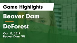 Beaver Dam  vs DeForest  Game Highlights - Oct. 12, 2019