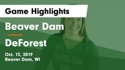 Beaver Dam  vs DeForest  Game Highlights - Oct. 12, 2019