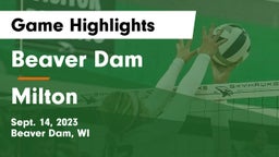 Beaver Dam  vs Milton  Game Highlights - Sept. 14, 2023