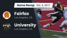Recap: Fairfax vs. University  2017