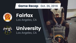Recap: Fairfax vs. University  2018