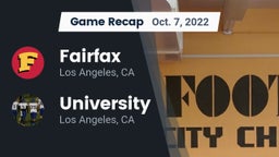 Recap: Fairfax vs. University  2022