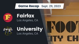 Recap: Fairfax vs. University  2023