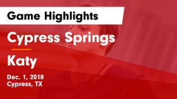 Cypress Springs  vs Katy  Game Highlights - Dec. 1, 2018