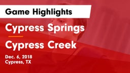 Cypress Springs  vs Cypress Creek  Game Highlights - Dec. 6, 2018