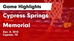 Cypress Springs  vs Memorial  Game Highlights - Dec. 8, 2018