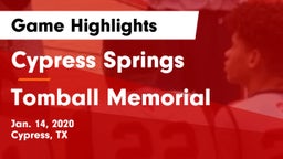 Cypress Springs  vs Tomball Memorial Game Highlights - Jan. 14, 2020