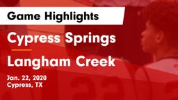 Cypress Springs  vs Langham Creek  Game Highlights - Jan. 22, 2020