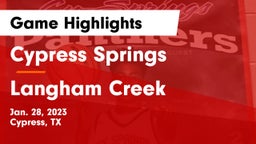 Cypress Springs  vs Langham Creek  Game Highlights - Jan. 28, 2023