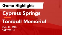 Cypress Springs  vs Tomball Memorial  Game Highlights - Feb. 21, 2023
