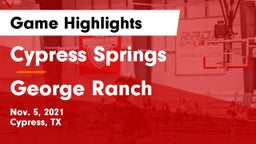 Cypress Springs  vs George Ranch  Game Highlights - Nov. 5, 2021