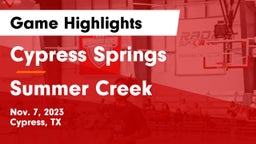 Cypress Springs  vs Summer Creek  Game Highlights - Nov. 7, 2023