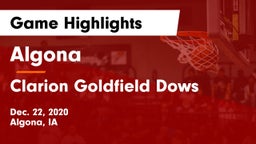 Algona  vs Clarion Goldfield Dows  Game Highlights - Dec. 22, 2020