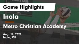 Inola  vs Metro Christian Academy Game Highlights - Aug. 14, 2021
