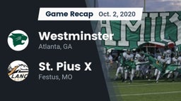 Recap: Westminster  vs. St. Pius X  2020