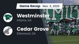 Recap: Westminster  vs. Cedar Grove  2020